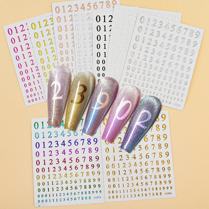 Number Sticker Sheet 0-9 for Nail Art