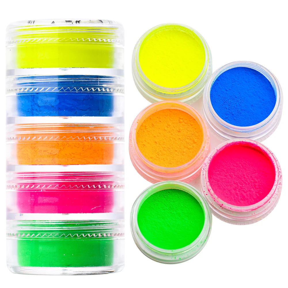 Pack de polvos efecto neón - 5 Colores (2g por caja)