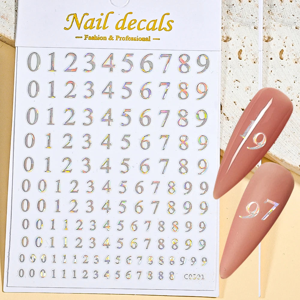 Number Sticker Sheet 0-9 for Nail Art