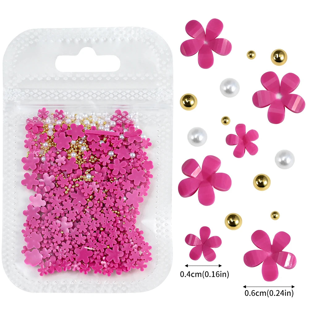 Pack de Charms con motivo Floral y Perlas Doradas - 500 Unidades