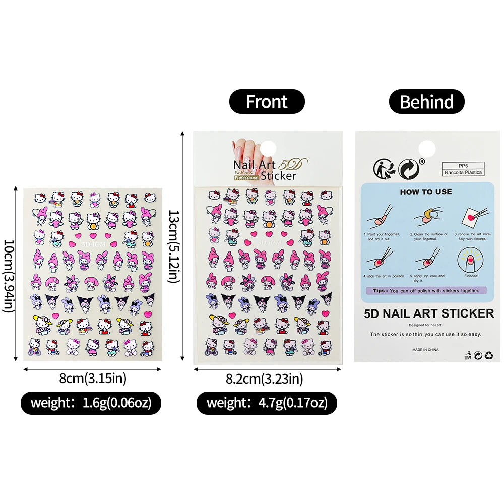 Sanrio 3D Nail Stickers - 1 Sheet