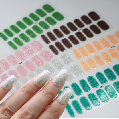 Semi-Cured Gel Nail Wraps with Glitter in Various Colors