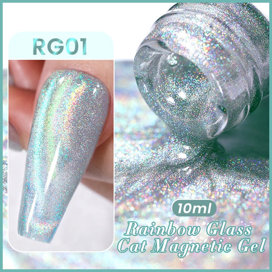 Rainbow Mirror Cat Eye Effect Nail Polish - 10ml