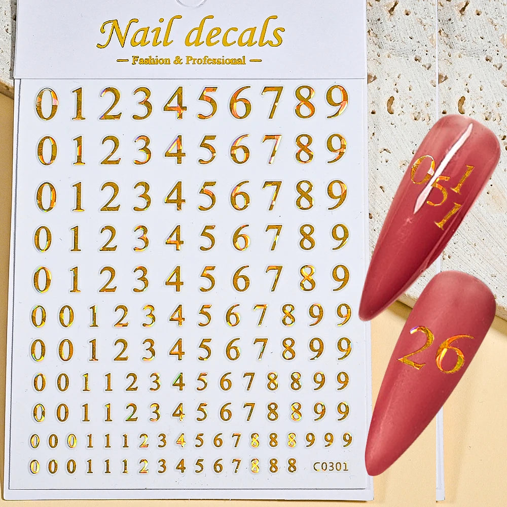 Number Sticker Sheet 0-9 for Nail Art