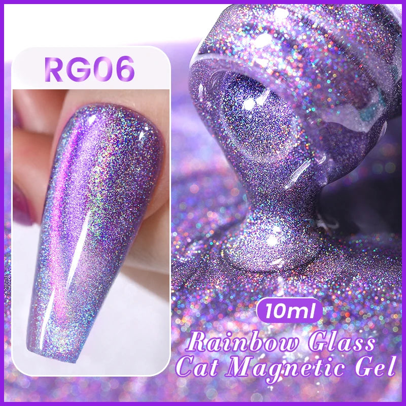 Rainbow Mirror Cat Eye Effect Nail Polish - 10ml