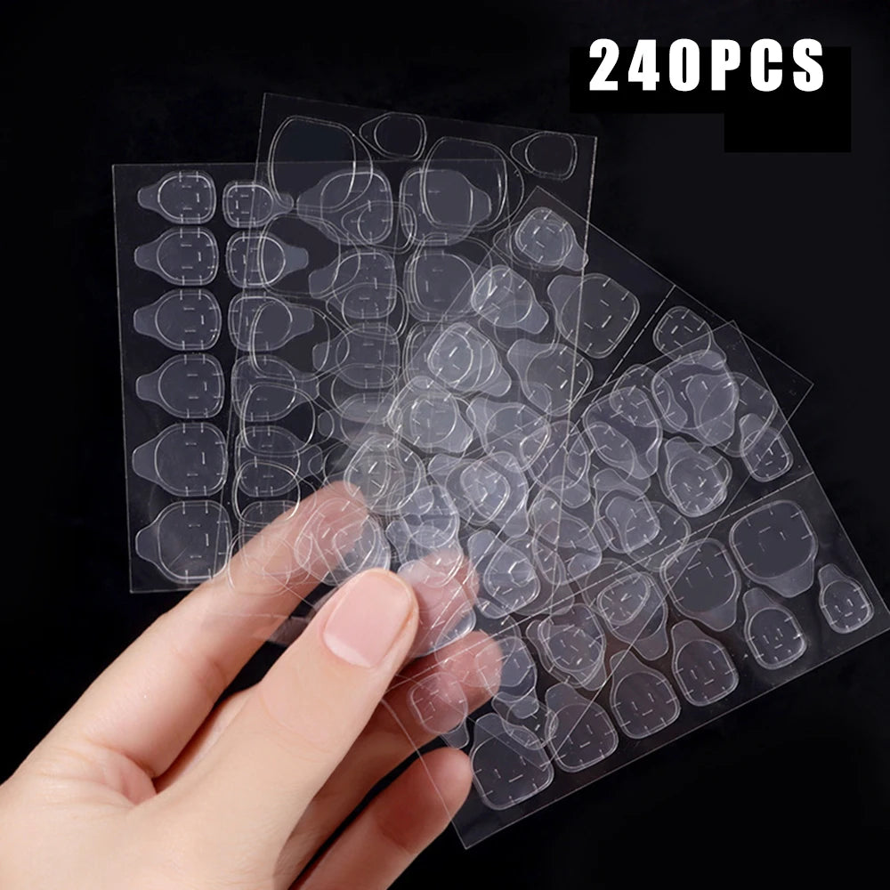 Double-Sided Gel Adhesive for False Nails - 240 Pieces of Transparent Gelatin Gel