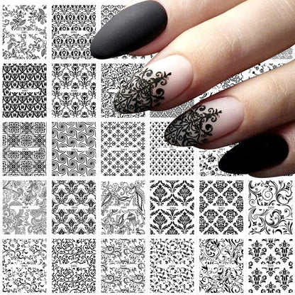 Pack of 3D Metallic Stickers with Floral Vine and Silver Lace Design - 30 Sheets