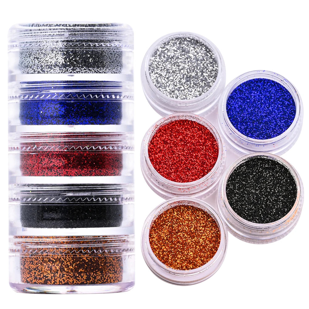 Pack de polvos con glitter - 5 Colores (2g por caja)