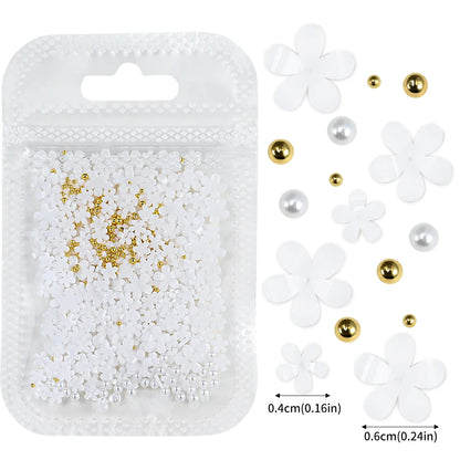 Set of Floral Charms with Golden Pearls - 500 Units