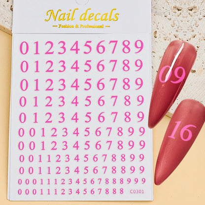 Number Sticker Sheet 0-9 for Nail Art