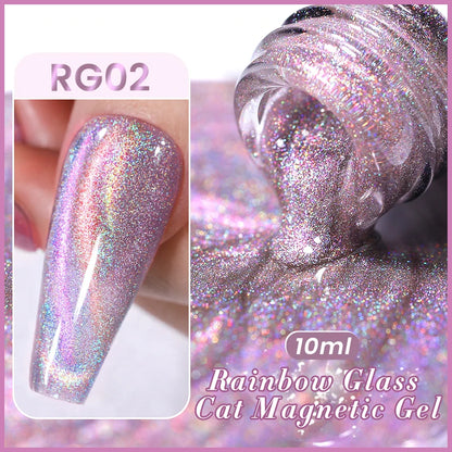 Rainbow Mirror Cat Eye Effect Nail Polish - 10ml