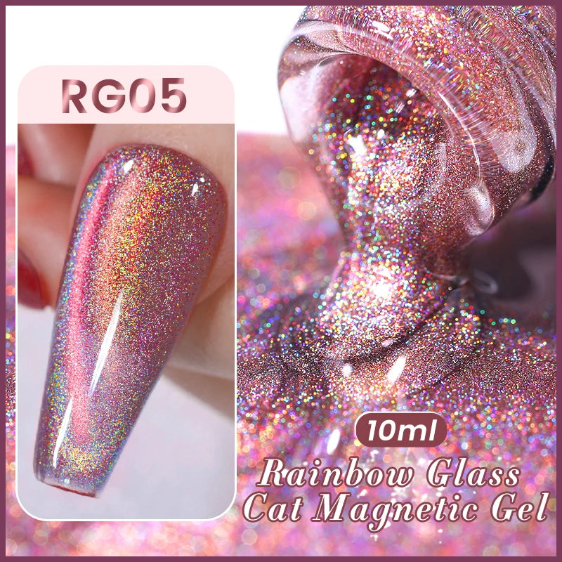 Rainbow Mirror Cat Eye Effect Nail Polish - 10ml