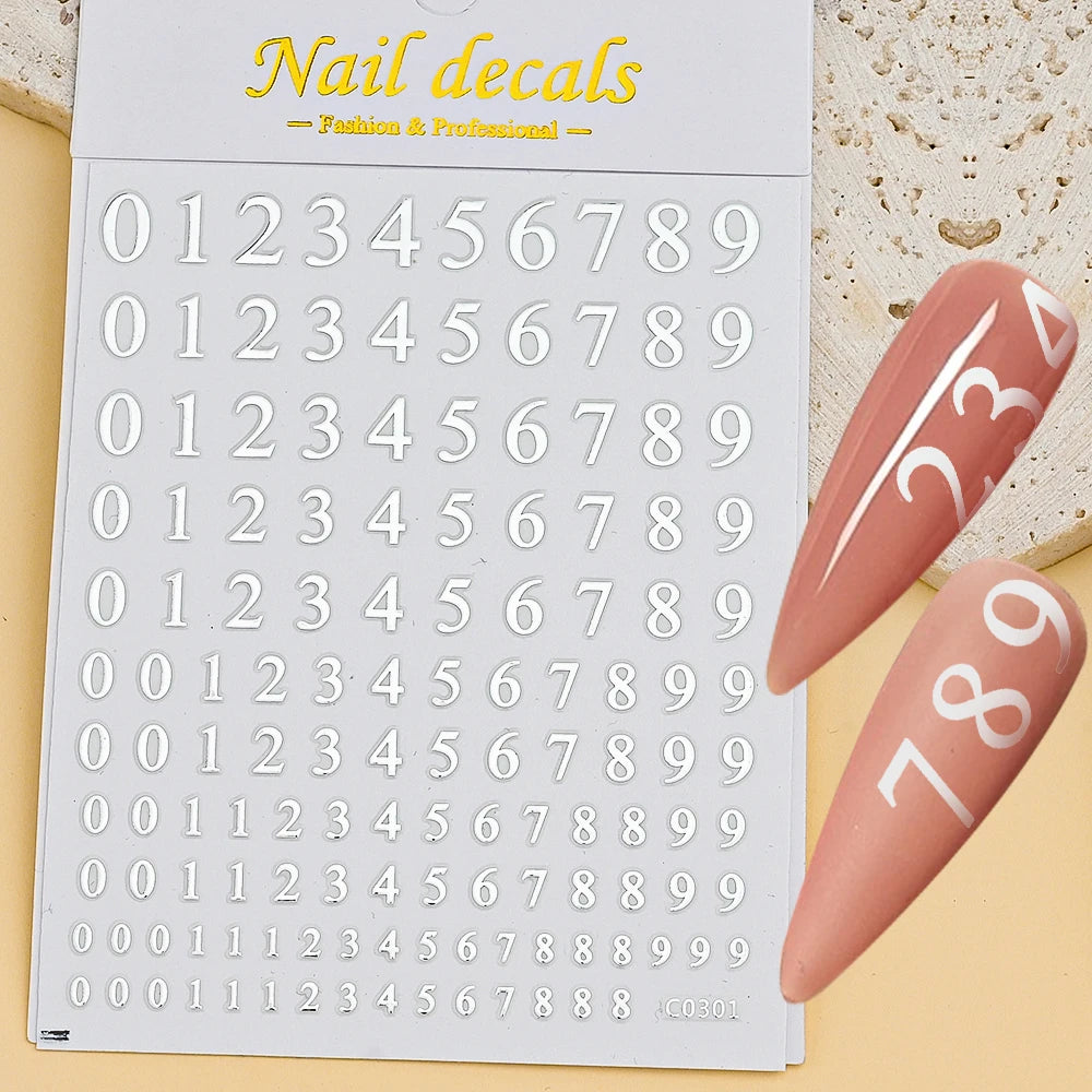 Number Sticker Sheet 0-9 for Nail Art