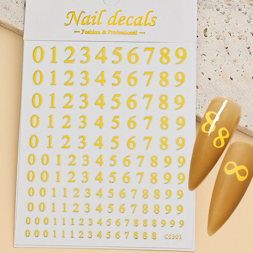 Number Sticker Sheet 0-9 for Nail Art