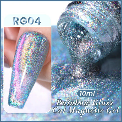 Rainbow Mirror Cat Eye Effect Nail Polish - 10ml