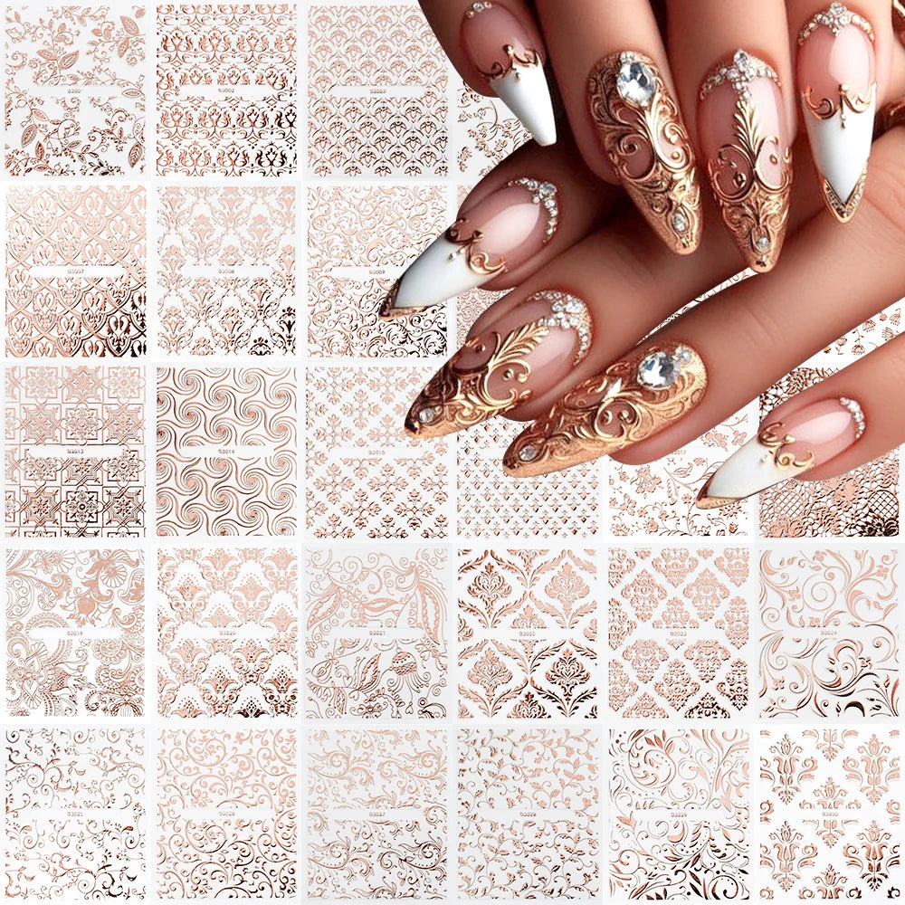 Pack of 3D Metallic Stickers with Floral Vine and Silver Lace Design - 30 Sheets