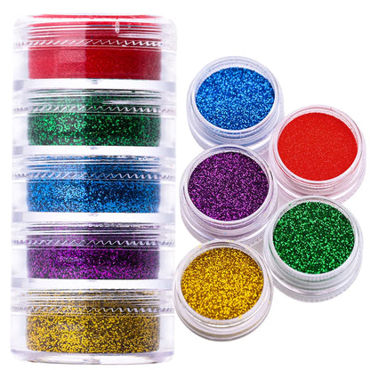 Pack de polvos con glitter - 5 Colores (2g por caja)