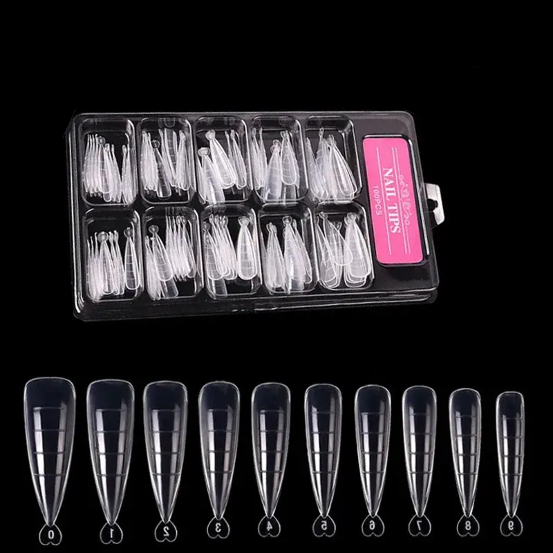 Moldes para Extensión de Uñas –100 Piezas Stiletto - Ovalada - Redonda