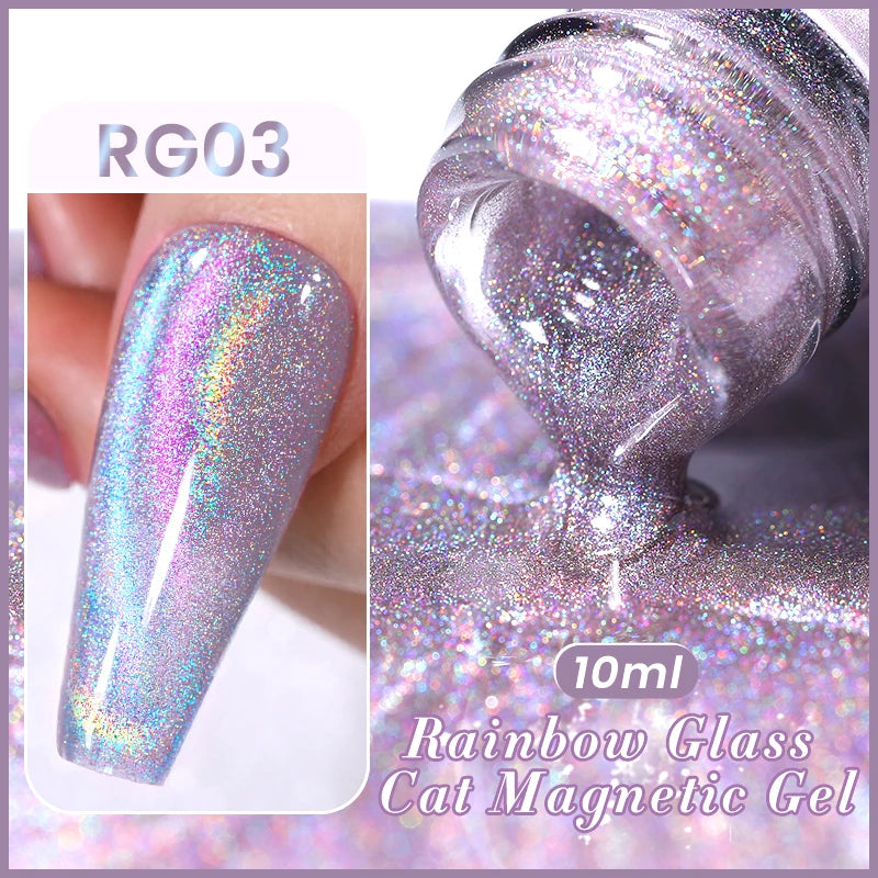 Rainbow Mirror Cat Eye Effect Nail Polish - 10ml