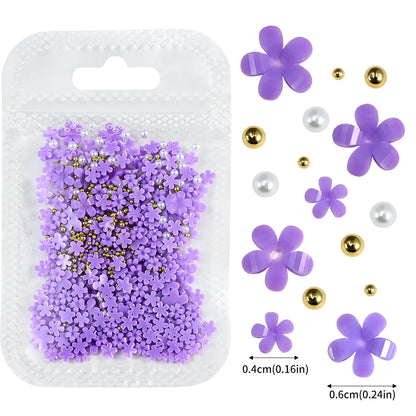 Pack de Charms con motivo Floral y Perlas Doradas - 500 Unidades