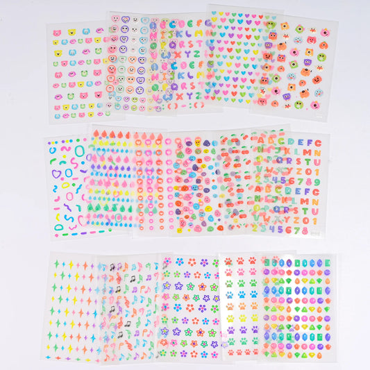 Gelatin, Graffiti & Colorful Hearts Motif Sticker Pack - 16 Sheets