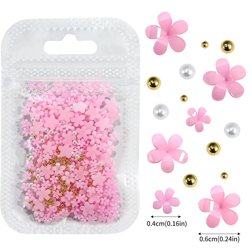 Set of Floral Charms with Golden Pearls - 500 Units