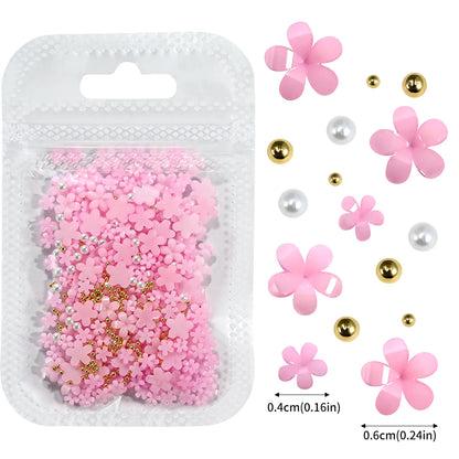 Set of Floral Charms with Golden Pearls - 500 Units