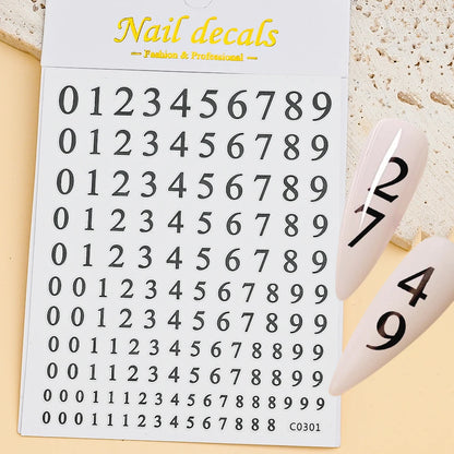 Number Sticker Sheet 0-9 for Nail Art