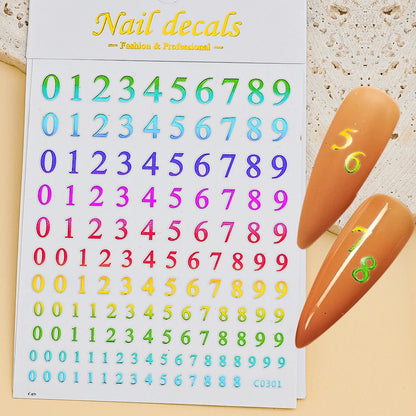 Number Sticker Sheet 0-9 for Nail Art