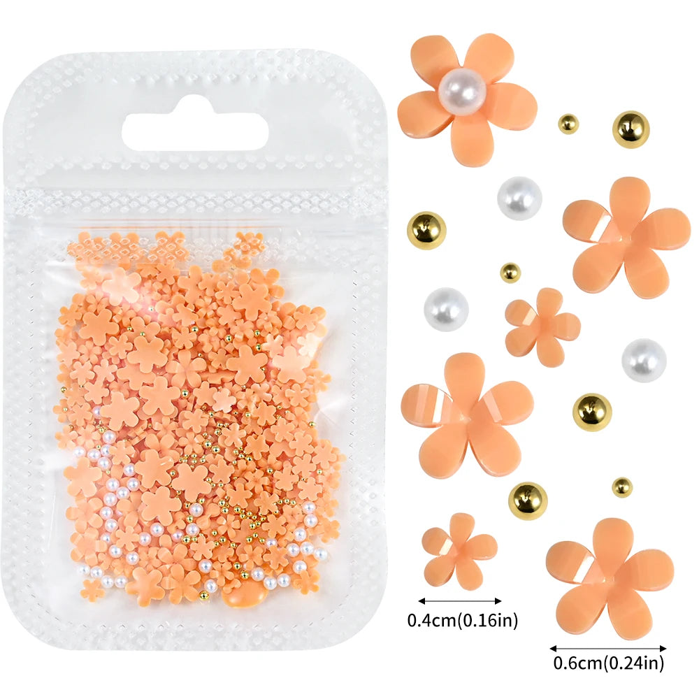 Pack de Charms con motivo Floral y Perlas Doradas - 500 Unidades