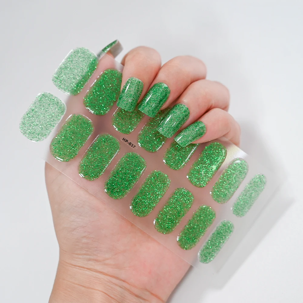 Semi-Cured Gel Nail Wraps with Glitter in Various Colors