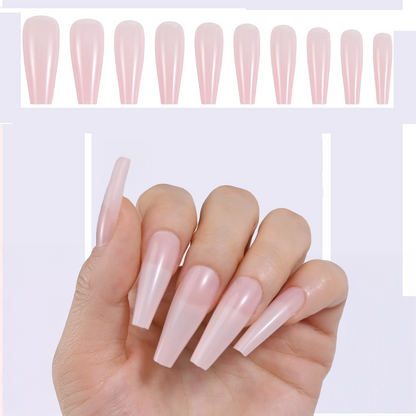 Nude Coffin Fake Nail Tips - 100 High-Quality Pieces (10 Sizes)

