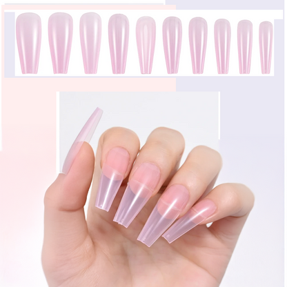 Nude Coffin Fake Nail Tips - 100 High-Quality Pieces (10 Sizes)

