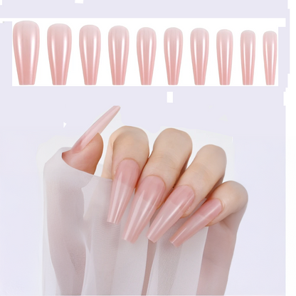 Nude Coffin Fake Nail Tips - 100 High-Quality Pieces (10 Sizes)

