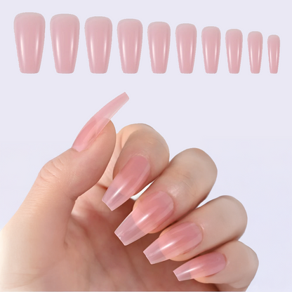 Nude Coffin Fake Nail Tips - 100 High-Quality Pieces (10 Sizes)

